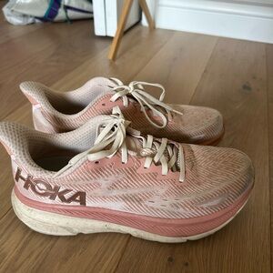 Hoka Women's Athletic Shoes in Pink and Cream